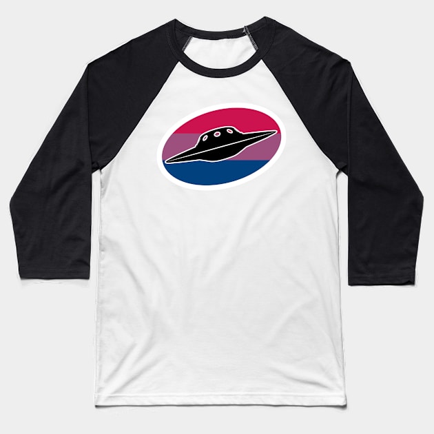 Bisexual UFO Cryptid Pride Baseball T-Shirt by Nerd Trinkets